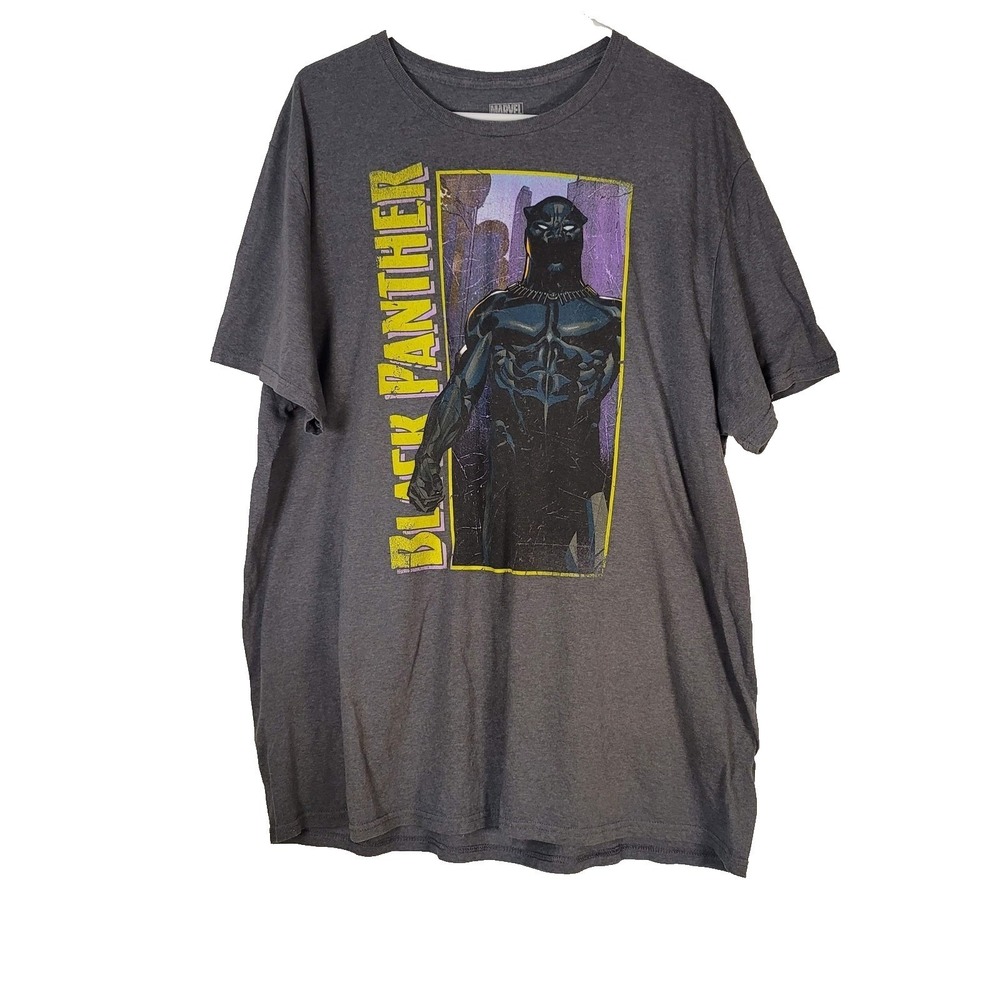 Marvel Black Panther Shirt Mens 2XL Gray Graphic Tee Short Sleeve Movie